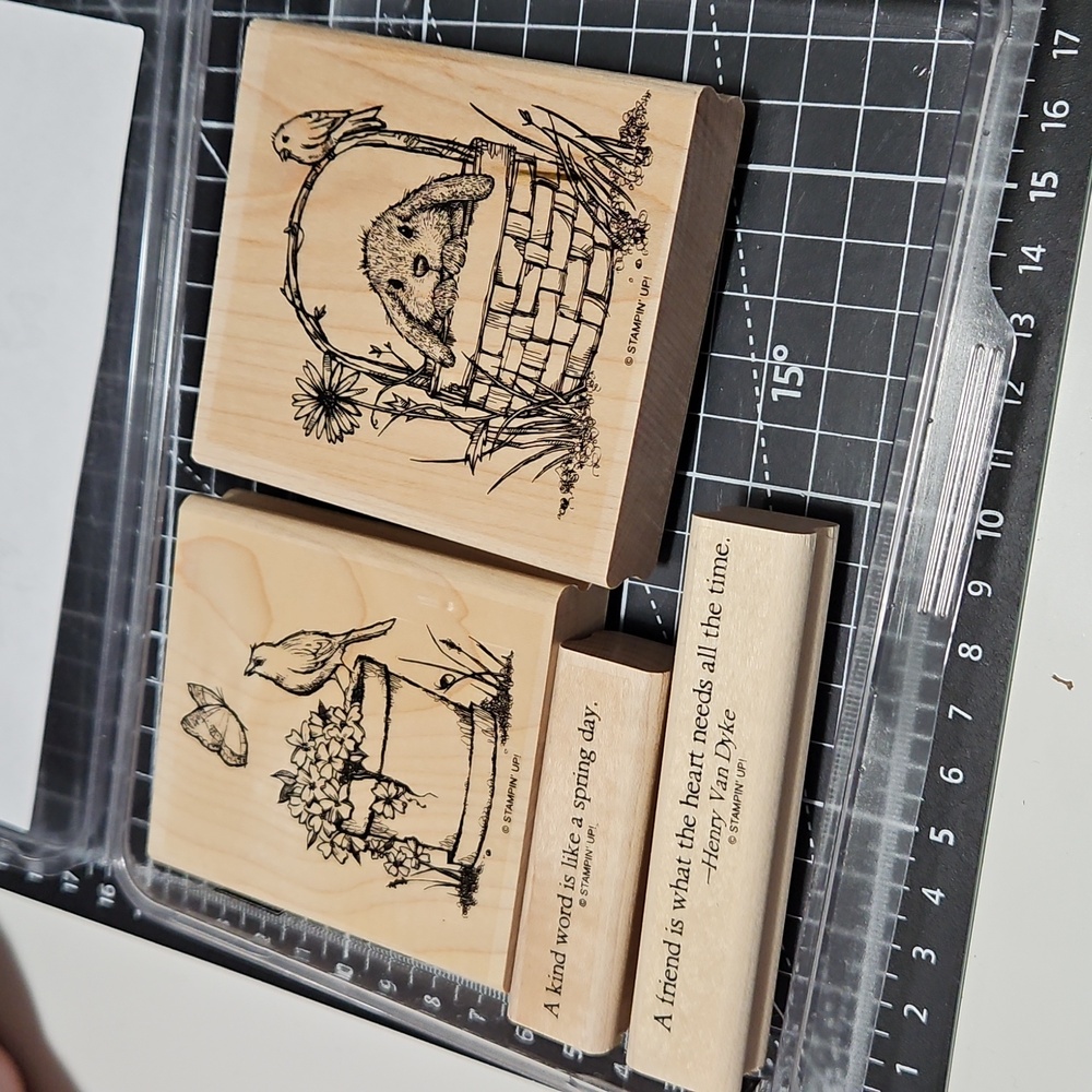 SERENE SPRING Stamp Set with Wooden Blocks